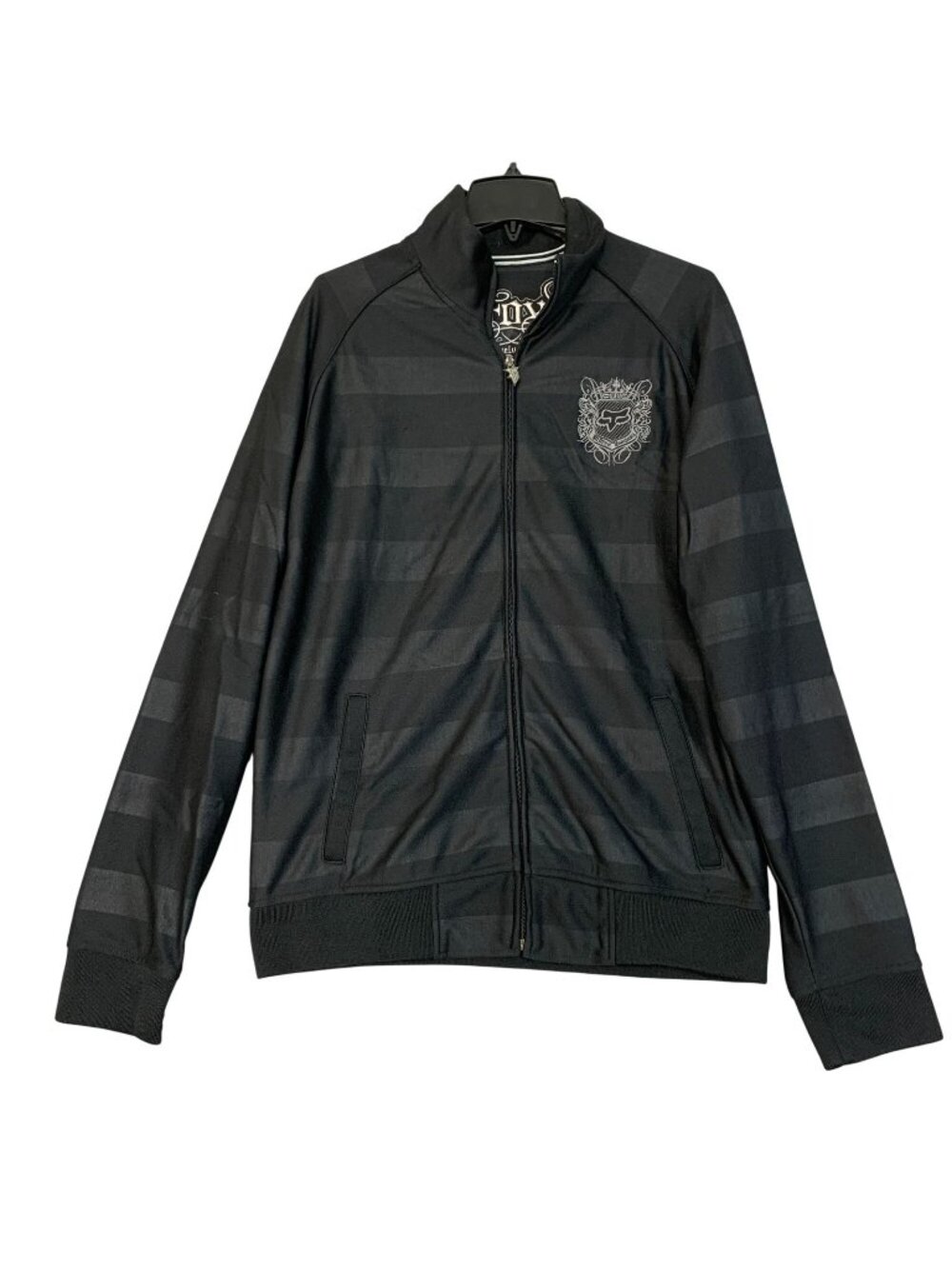 Fox Deluxe Embroidered Men's Size L Track Jacket Black Full Zip